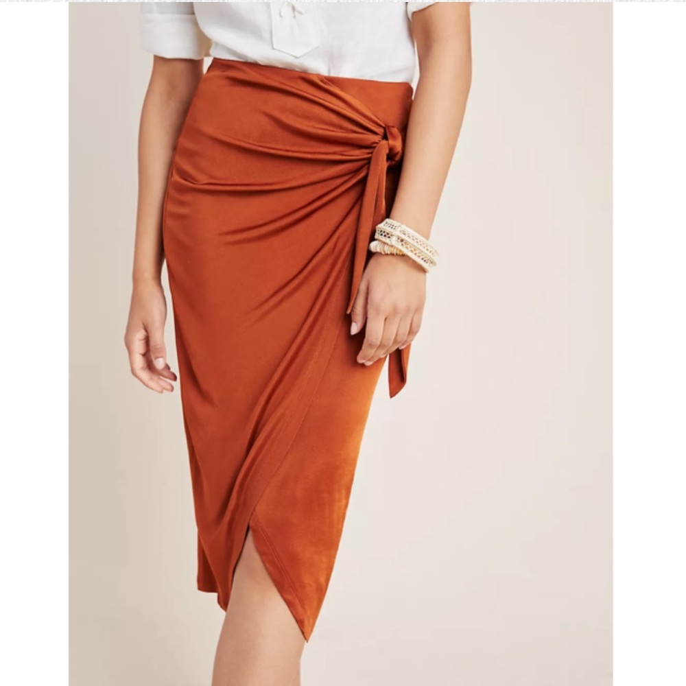 NWT Anthropologie Maeve Tied Rayon Blend Rust Skirt Size XS